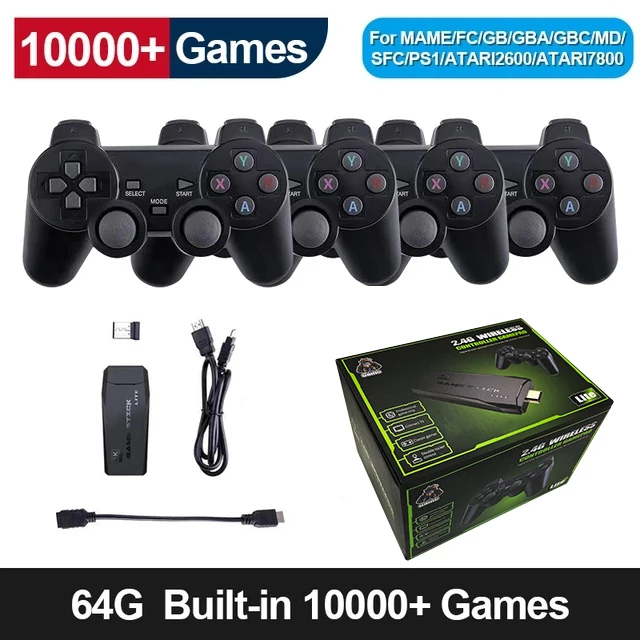 

Video Game Console 2.4G Double Wireless Controller Game Stick 4K 10000 games 64GB Retro games For PS1/GBA Dropshipping