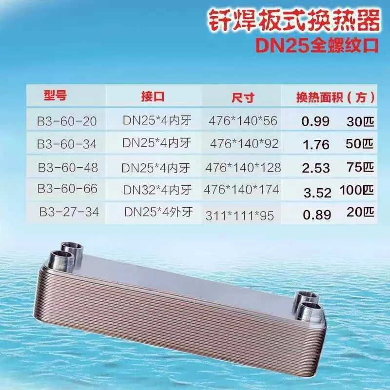 Copper Brazed Plate Heat Exchanger Stainless Steel Plate Oil Cooler For Air Compressor Waste Heat Recovery System Component