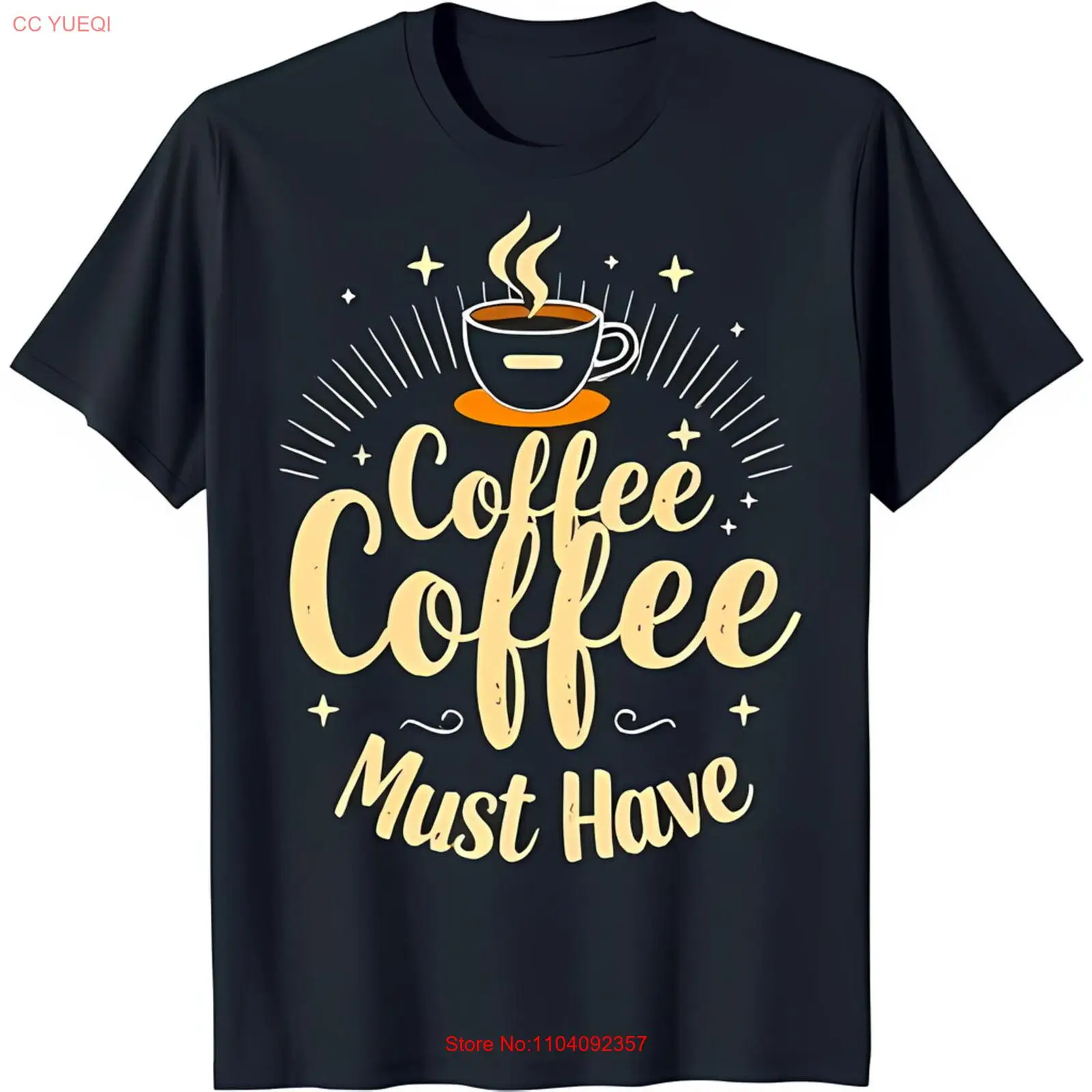 

Stylish Black T-Shirt with White Coffee Cup Graphic 'Coffee Coffee Must Have'