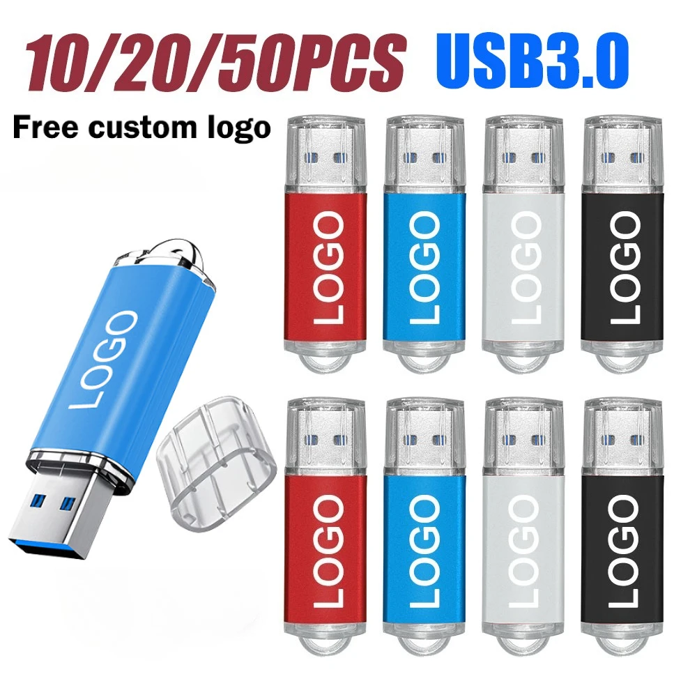 

10/20/50pcs/lot Business Gift USB 3.0 Flash Drive 128GB High Speed Memory Stick 64GB Real Capacity Pen Drive 32GB Plastic U Disk