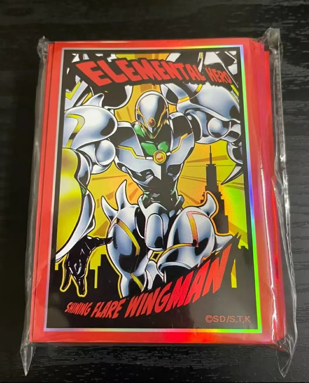 100pcs-yugioh-konami-rush-duel-rd-elemental-hero-shining-flare-wingman-official-collection-sealed-card-protector-duelist-sleeves