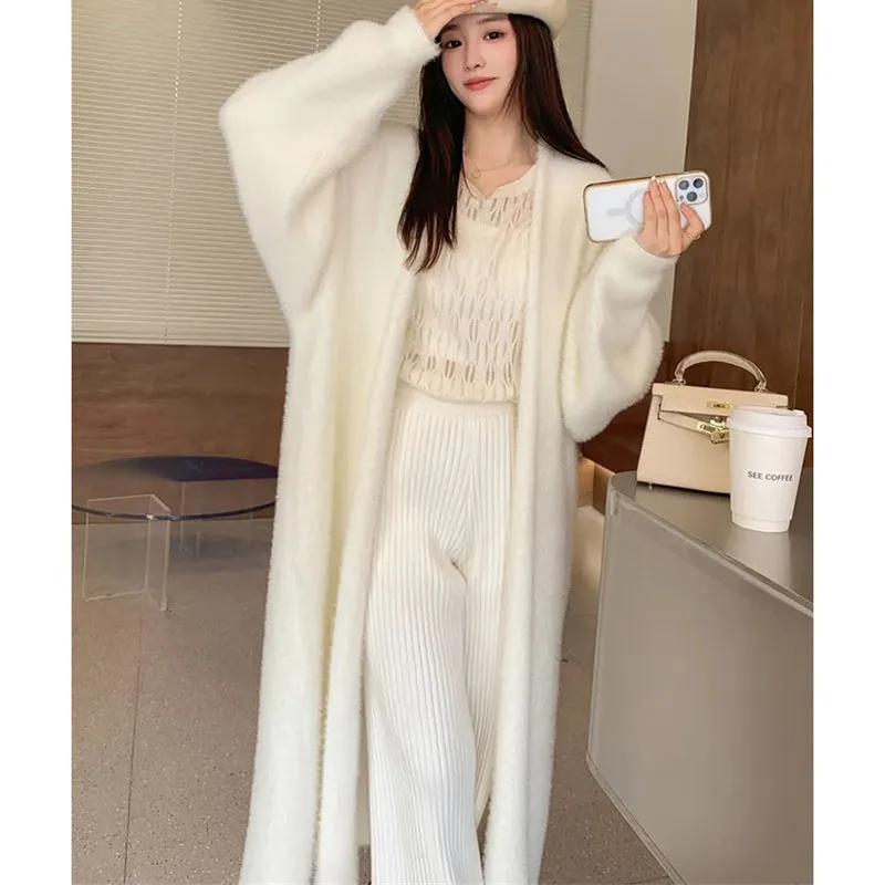 Lazy Wind Women Knitting Cardigan Coat donna Faux Mink Velvet maglione soprabito donna Pure desire ispessimento maglieria giacca