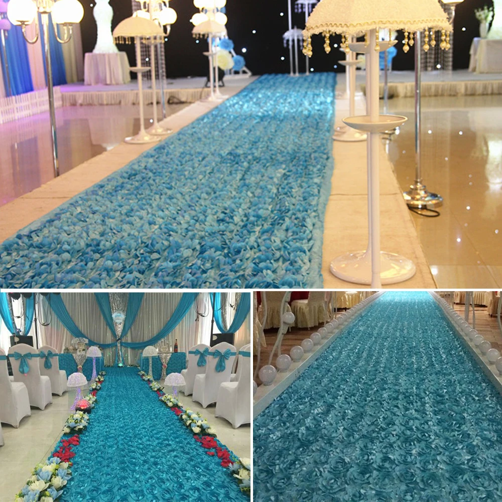 Wedding Carpet 1.45mx5Yard(145CM*450CM)3D Satin Rose Lace Fabric Embroidered Apparel Sewing Tissue for Skirt  Curtain decoration