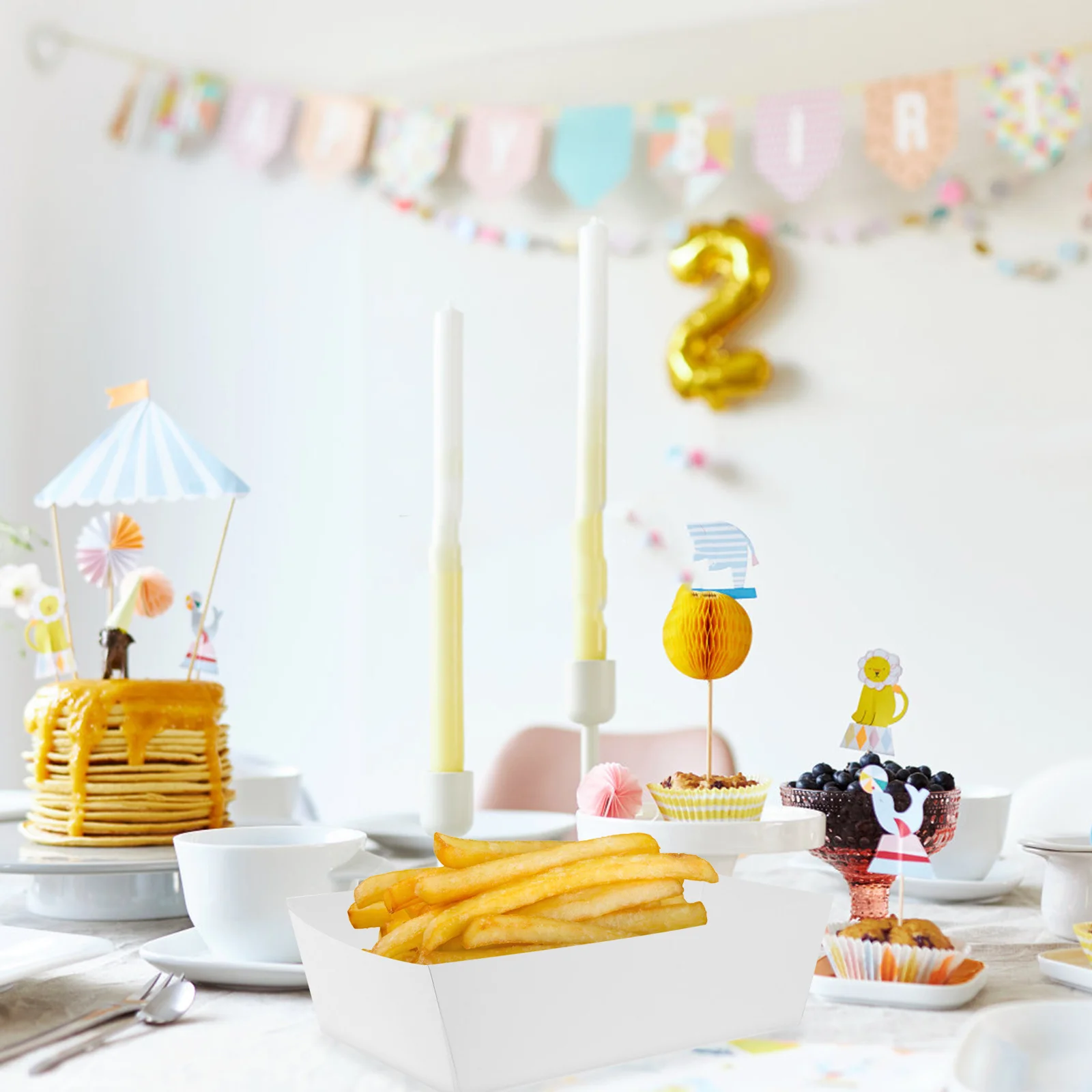 

100Pcs Kraft Paper Food Containers Boat Shape Design for Snacks Frying Foods Takeout Restaurant Use Snacks Boat