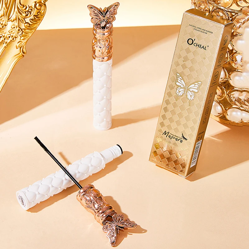 maveraKa Mascara farfalla dorata Ricci Ciglia lunghe Non sbavature Mascara resistente al sudore impermeabile a lunga durata Cosmetici per il trucco
