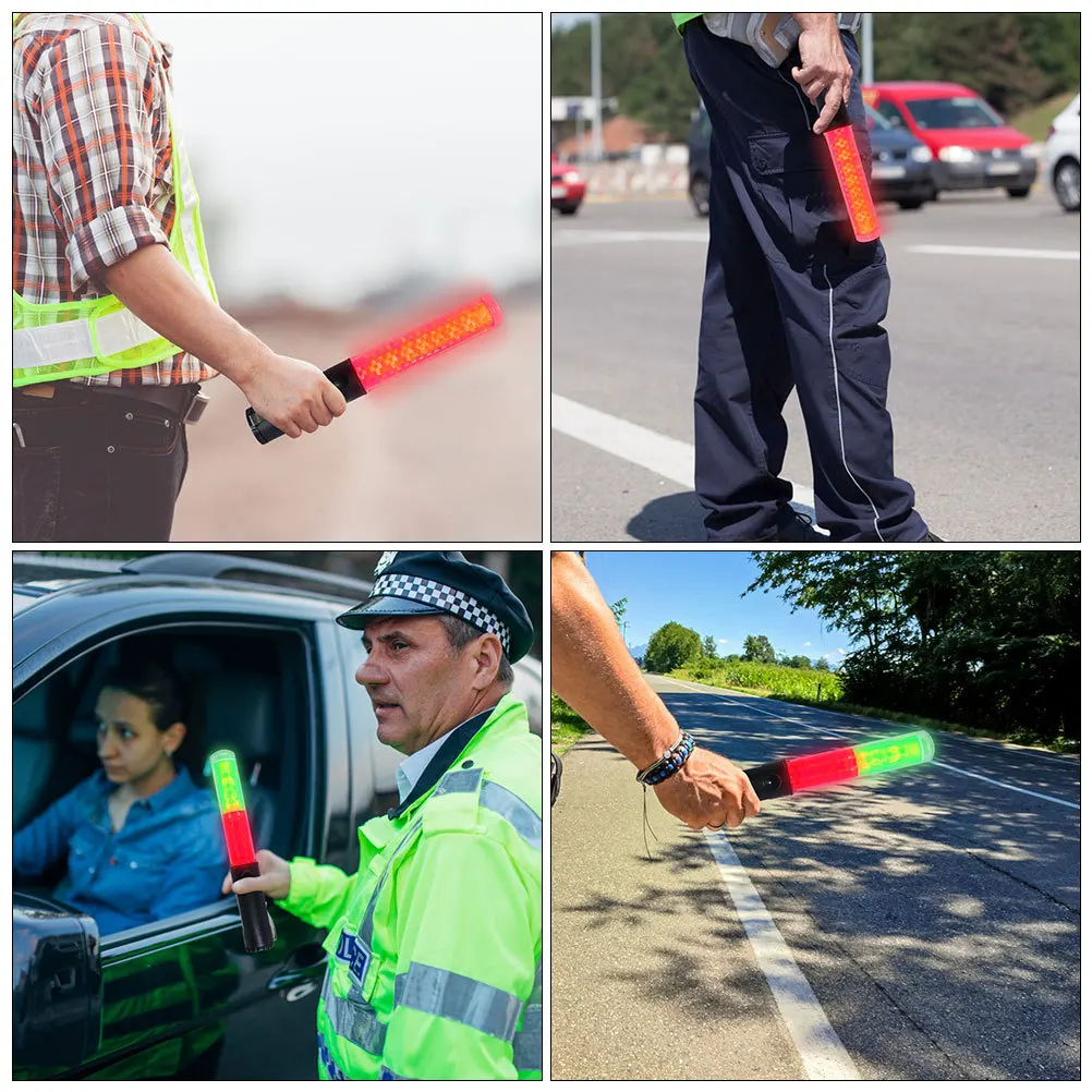 2Pcs LED Warning Safety Traffic Wands 26cm High Brightness Emergency Directional Light Parking Control Concert Signal Sticks