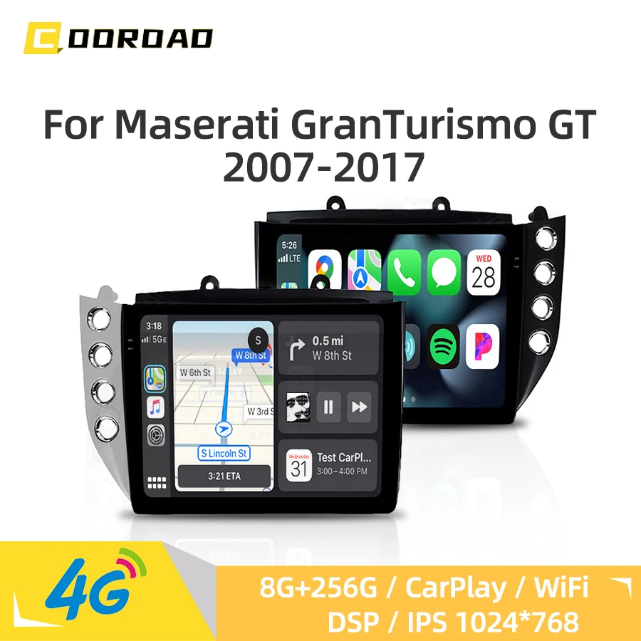 Android 13.0 Multimedia Player CarPlay GPS Navigation 4G WiFi Bluetooth RDS Car Radio For Maserati GranTurismo GT GC 2007-2017