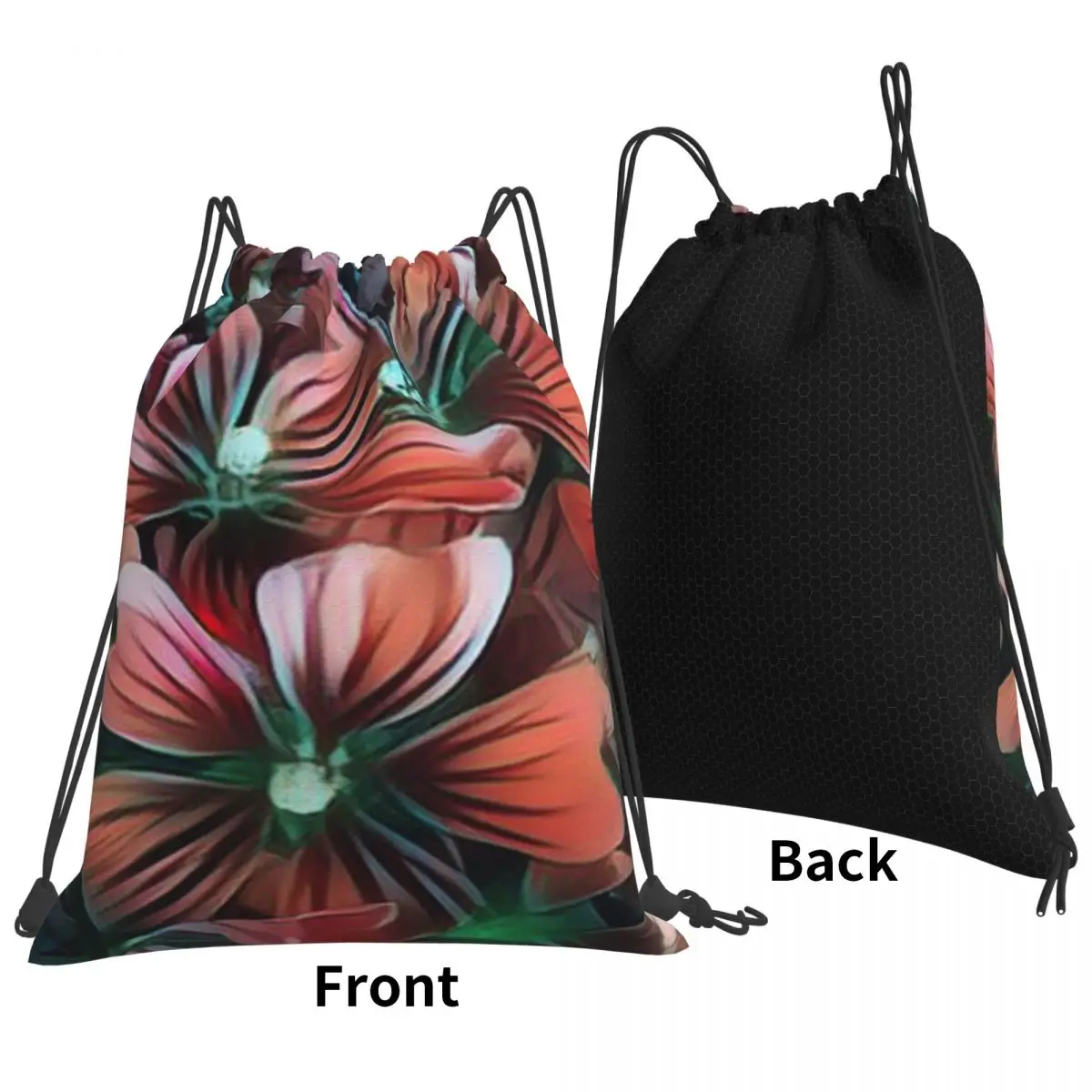 Flowers Backpacks Multi-function Drawstring Bundle Pocket Sports Bag Book Bags for Man Woman Students