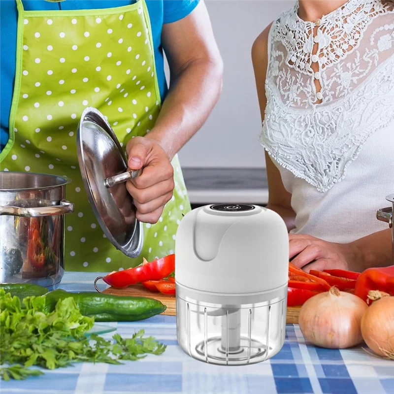 【NEW A39M】 Electric Garlic Chopper USB Rechargeable Mini Food Processor 250Ml Electric Garlic Chopper Small Food Processor White