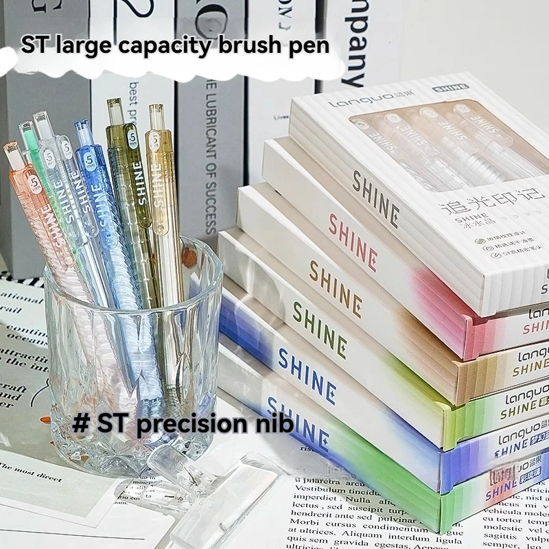 4PC Gel Pen Press Neutral Pen Chasing Light Imprint Transparent High Appearance Student Brushing Test Pen Fast Drying Powerful W