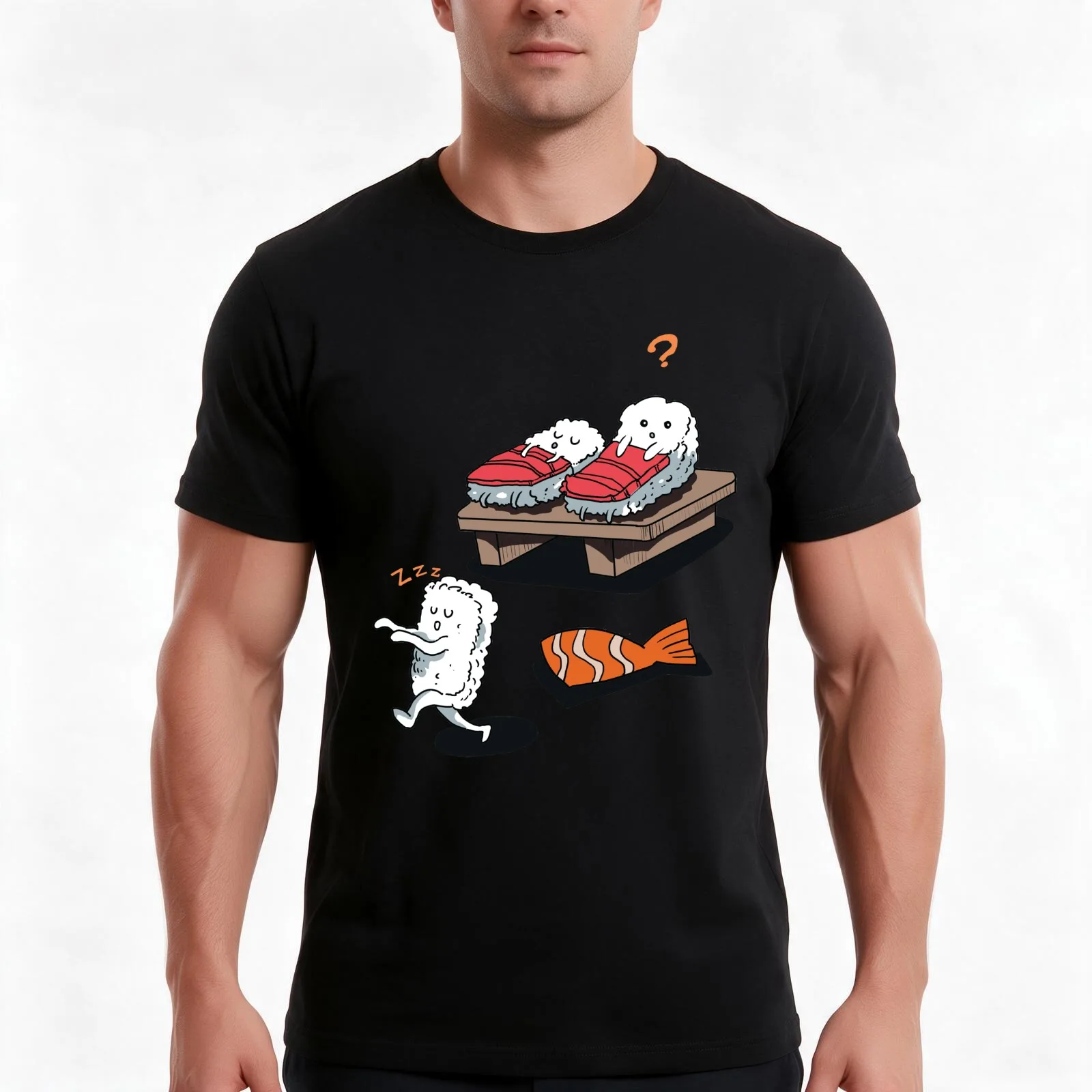 Sleep Walking Sushi Japanese Food T-Shirt, Summer Casual Cotton Tee, Oversized Streetwear Tops, Vintage Graphic Print