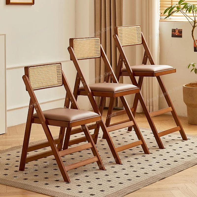 

Comfortable Luxury Bar Chair Back Support Rattan Nordic Kitchen Bar Chair Breakfast Wooden Upholstered Chaise Haute Furniture