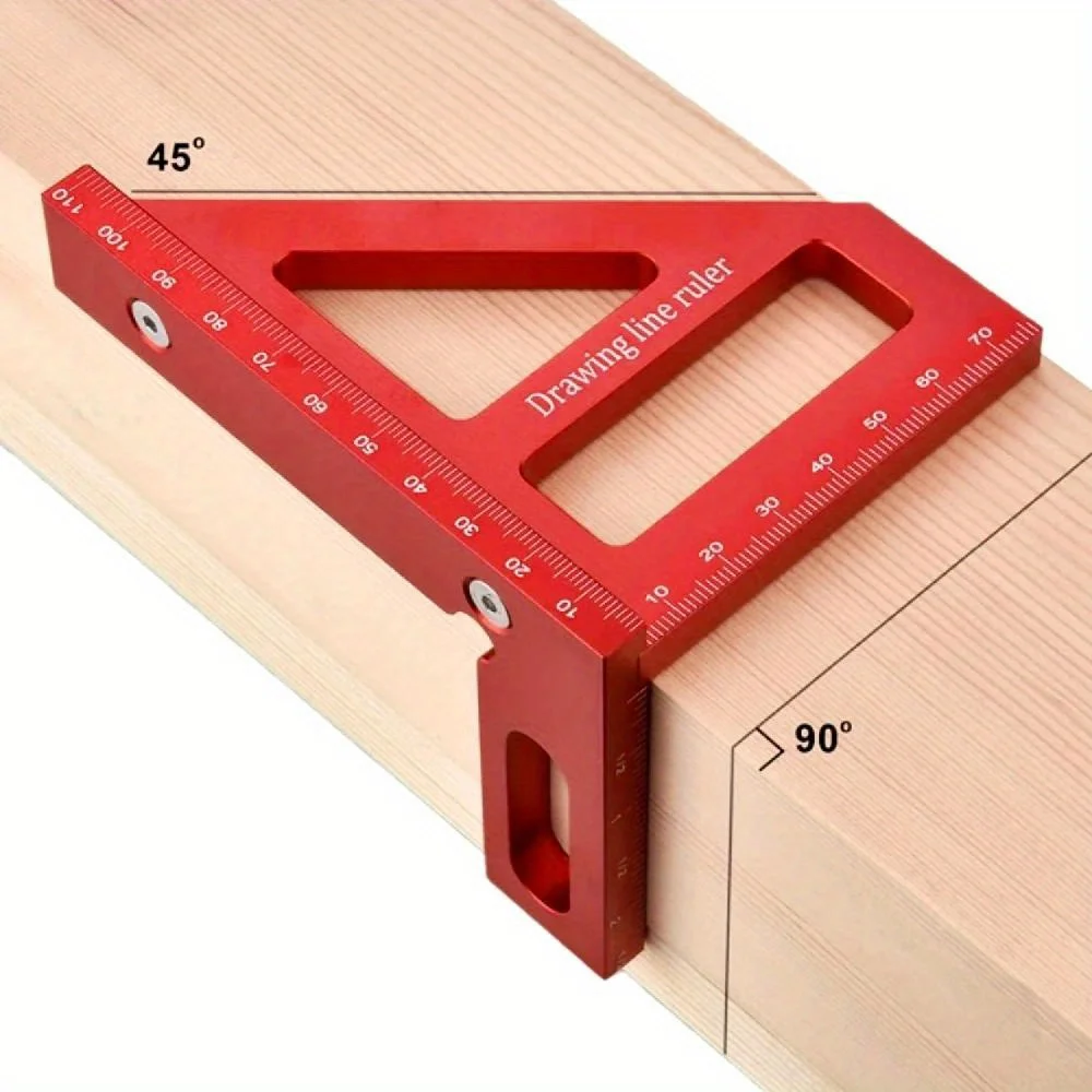 Aluminum Alloy Multi-Angle Ruler  45°, 90°, and Miter Triangle for Woodworking - Precision Tool for Measuring and Designing