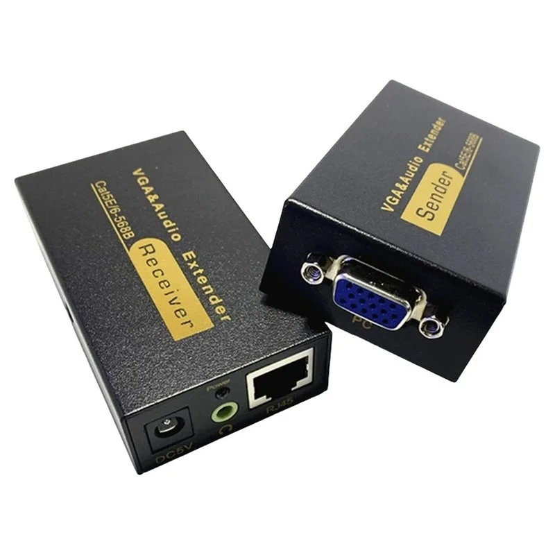 DT98 VGA Video Audio Signal Extender 100M 328ft over CAT5e/6 1080P HD Extension Adapter 1920x1440@60Hz for Monitor Projector
