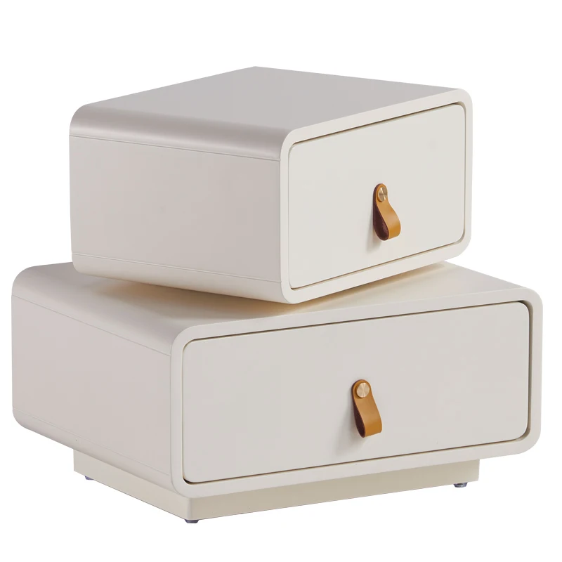 #Emily Modern Minimalist Solid Wood Bedside Table White Switch Bedtable