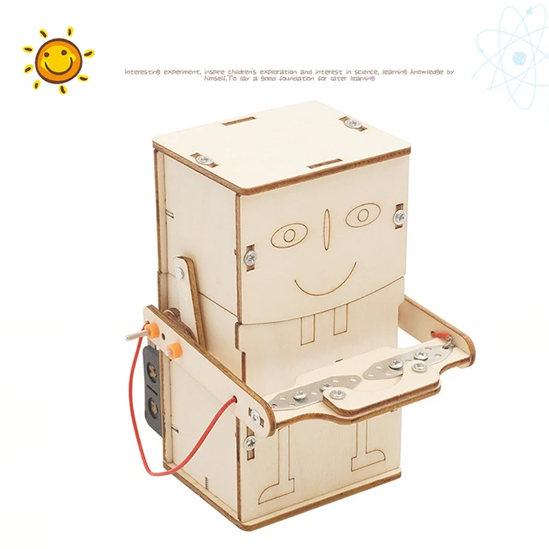 DIY Coin Swallowing Robot Box Science Experiment Wooden Kits Electronic Assemble Stem Model School Toys For Children image 5