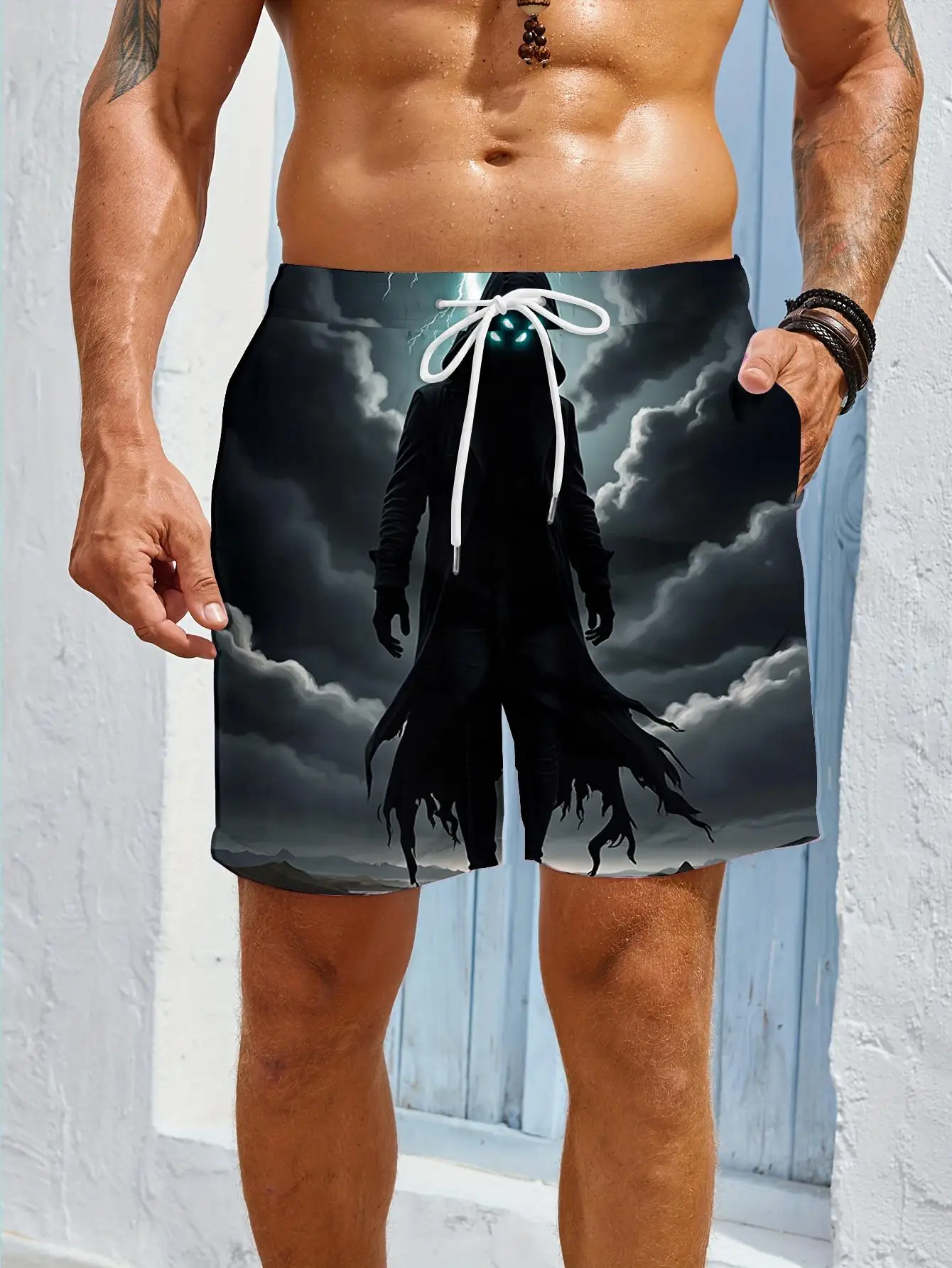 

1pcs Men's Short swim trunks2026 Summer 3D Printed Short sleeve Breathable running Polyester pants for man Quick drying