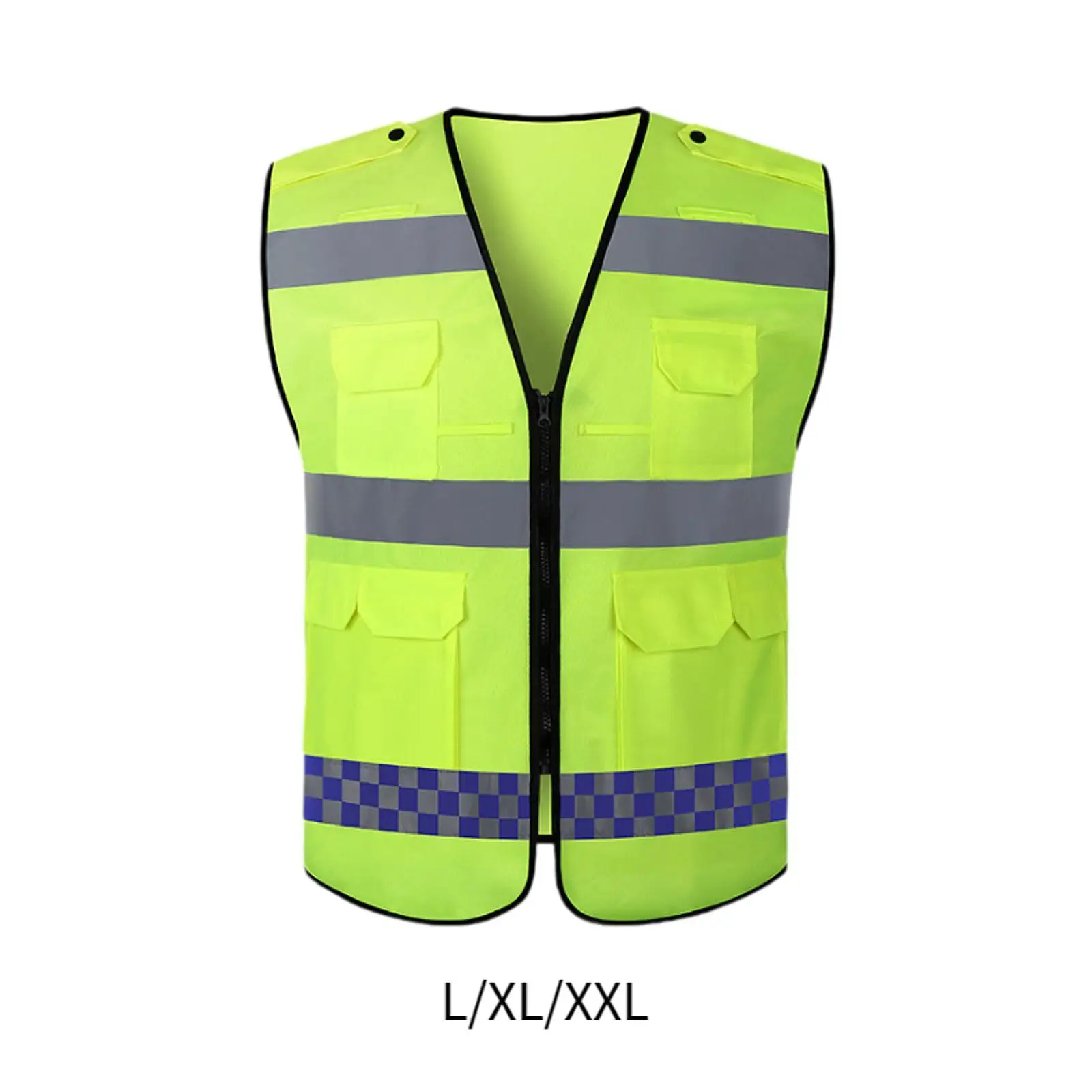 Reflective Safety Vest Versatile Men Women with Zipper Work Clothing High Visibility for Running Walking Cycling Biking Traffic