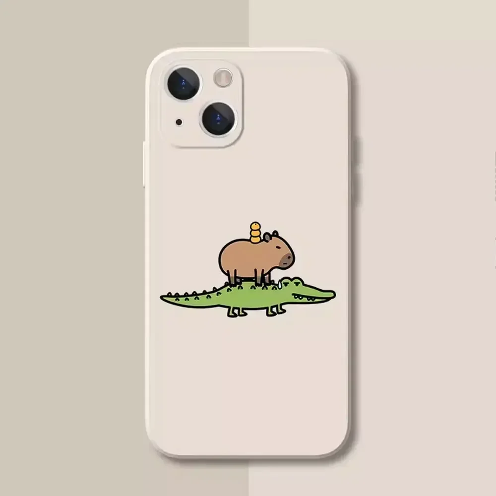 Cute Capybara Phone Case for IPhone 16 15 14 13 12 11 Pro Max Mini X XS MAX 7 8 Plus SE2 Fundas Funny Animal Silicone Soft Cover