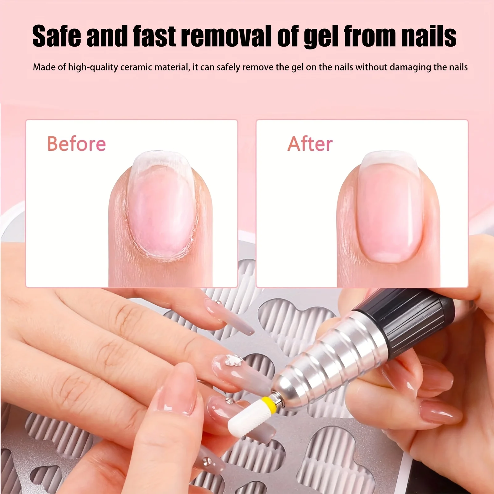 3pcs Ceramic Milling Cutter For Manicure Set Nail Drill Bit Mill Manicure Machine Pedicure Tools for Removing Gel File 3/32 Inch