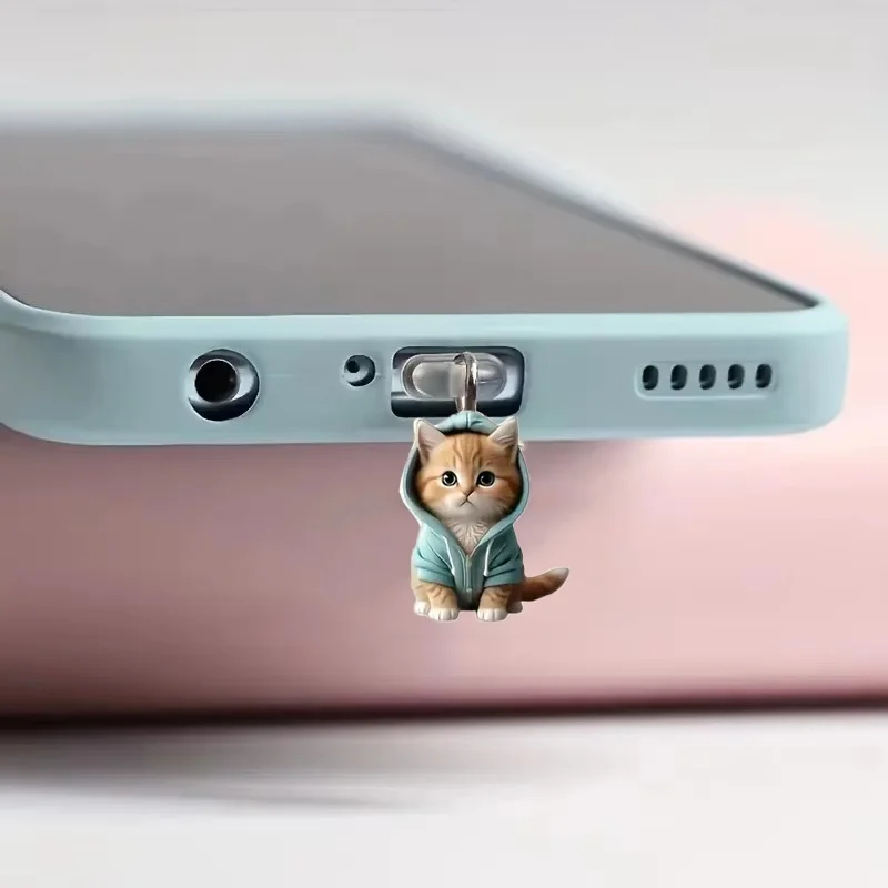 

Cute Cartoon Cat Phone Dust Plug Universal Type-C Charging Port Protector Stopper Anti-Dust Plug Pendant For iPhone Huawei Oppo