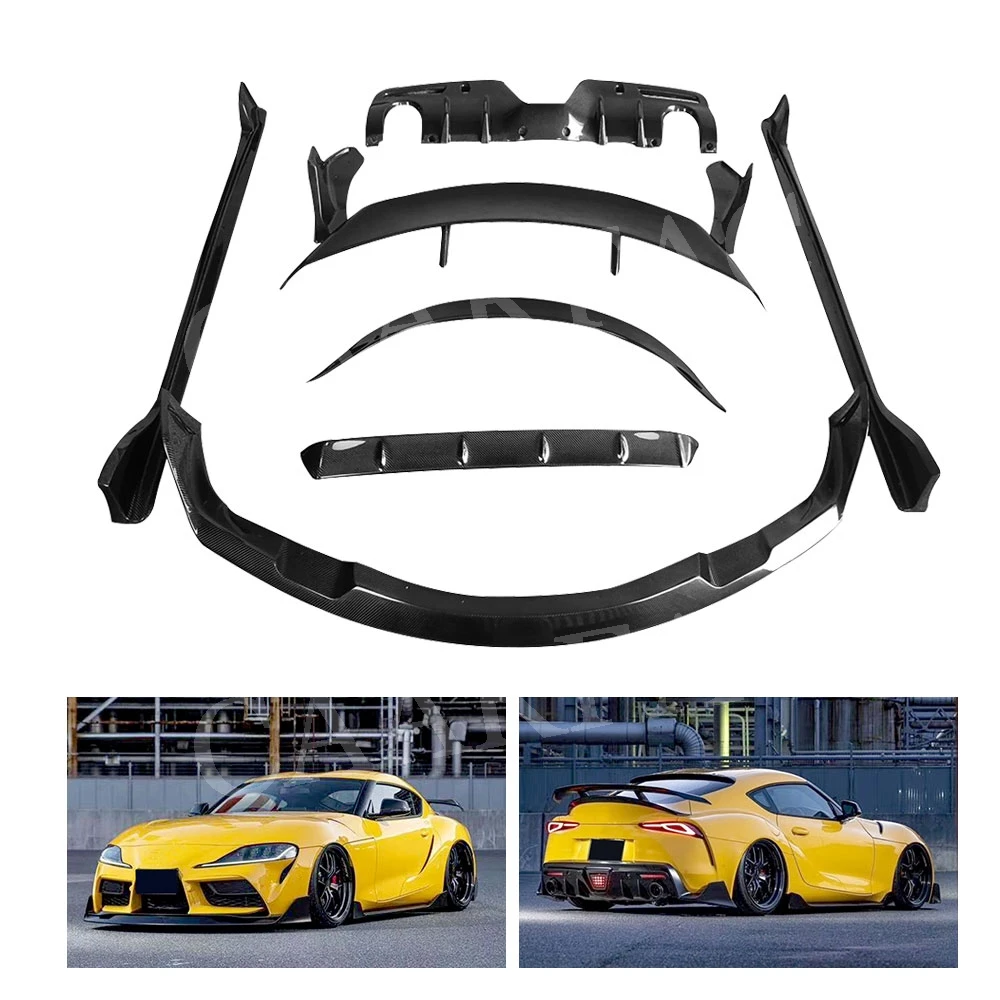 

Carbon fiber Front Bumper Lip Spoiler wing Rear Diffuser Side skirt Flaps apron Body Kit Case For Toyota Supra A Style 2019 2020