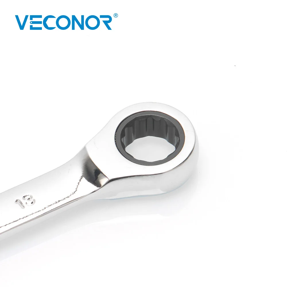 Veconor 8 Pieces 6-18mm Ratcheting Combination Wrench Spanner Set A Set of Key Wrench With Plastic Tool Storage Rack Hand Tools