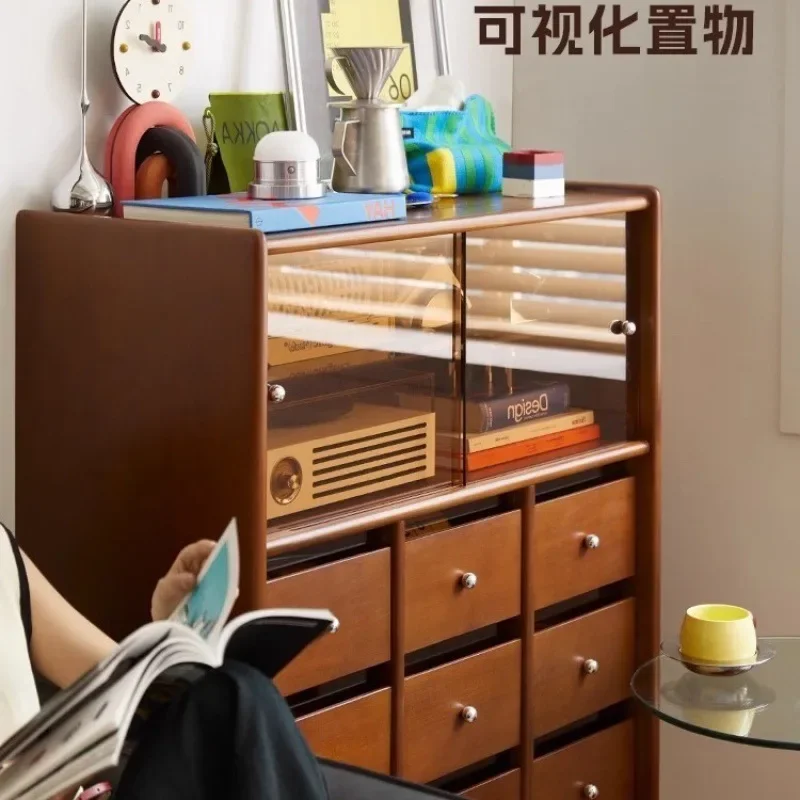 Retro solid wood chest storage cabinet dining side cabinet against the wall bookcase bedroom shelf side cabinet