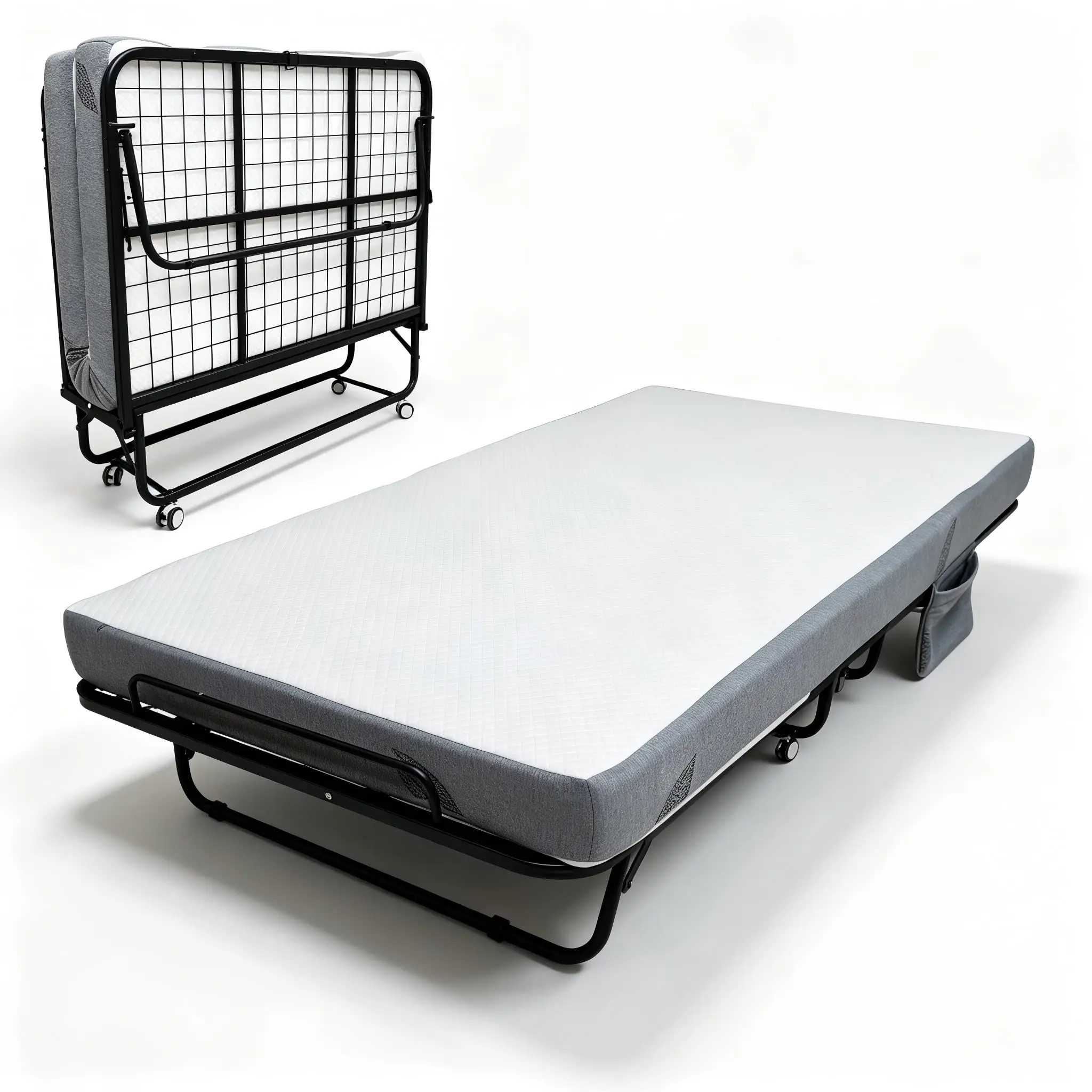 Folding Bed with 6 Inch Memory Foam Mattress, Cot Size Rollaway Bed