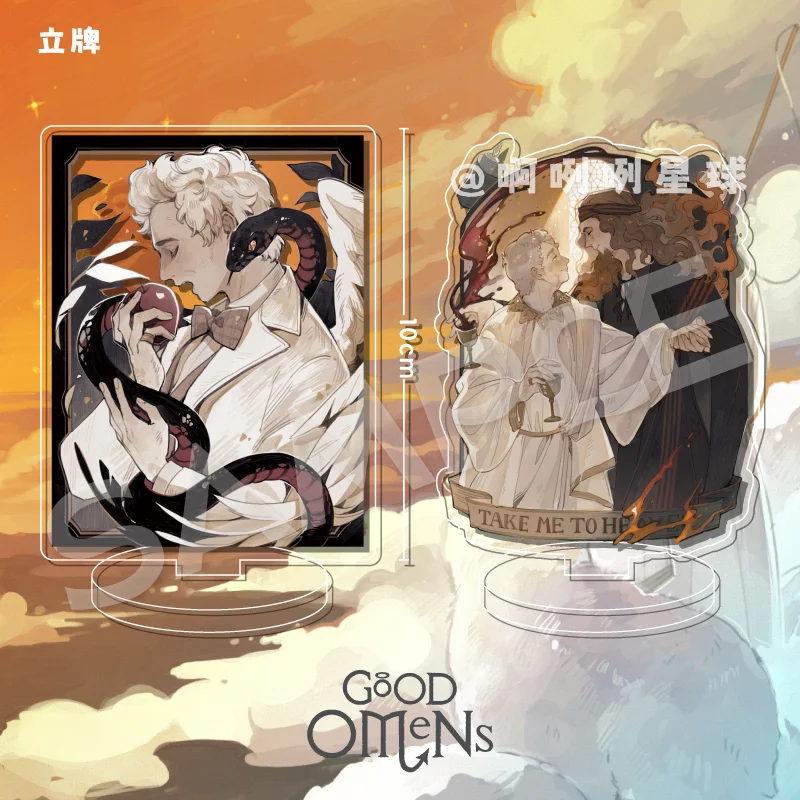 Good Omens Season Men Acrylic Stand Plate Women Crowley Aziraphale Anime Model Action Figure Ornament Couples Kids Gift cos Toys