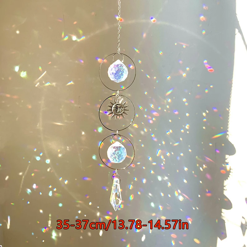 C 1pc new Hanging Crystal Pendant Garden Suncatcher Wind Chimes Rainbow Prism Crystal Chain For Window Decor