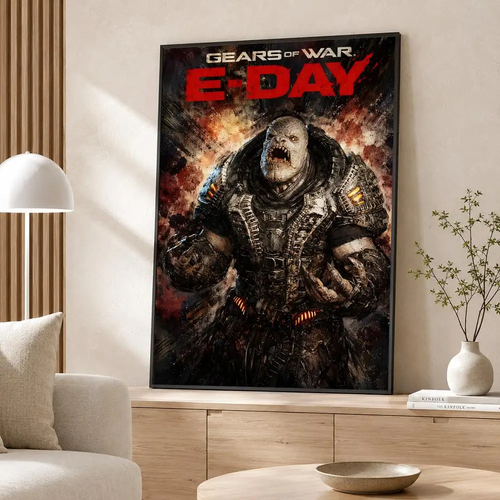 Game Gears of War E-Day Poster Poster Wall Sticker Waterproof Self Adhesive HD Art  Bedroom Bar Decor