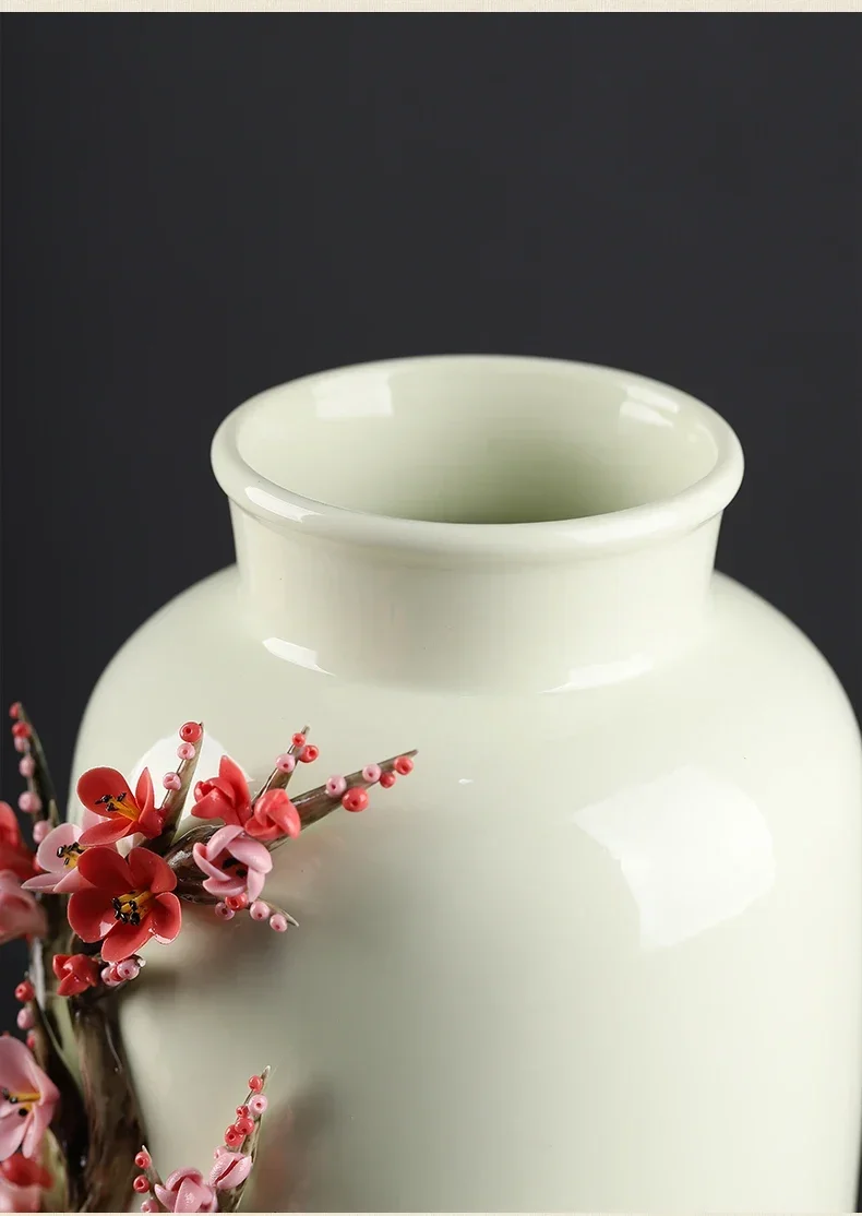Chinese handmade ceramic flower vase ornament living room flower arrangement bogu frame porcelain decoration handicrafts