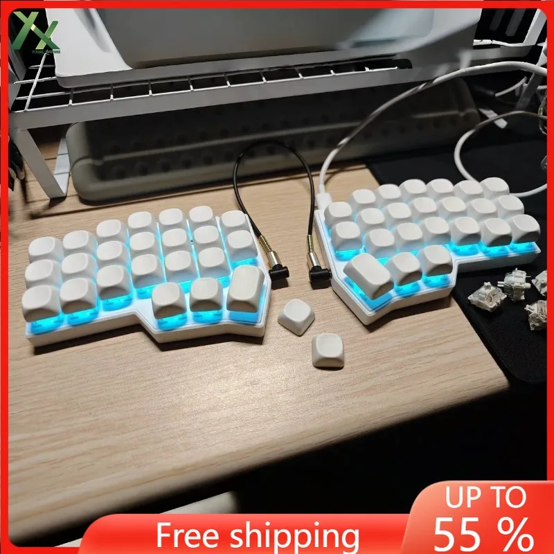 

Комплект разделенной клавиатуры CORNE V4, изготовленный на заказ проводной RGB с возможностью горячей замены, корпус для 3D-печати, поддержка ремонта VIAL, комплект разделенной клавиатуры «сделай сам»
