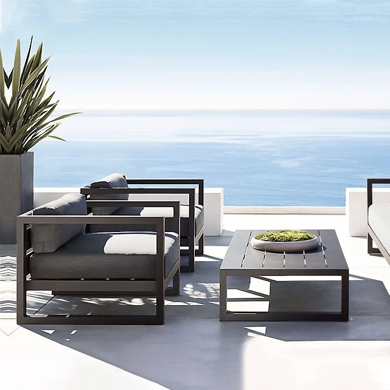 Balcony designer model room aluminum alloy combination single chair