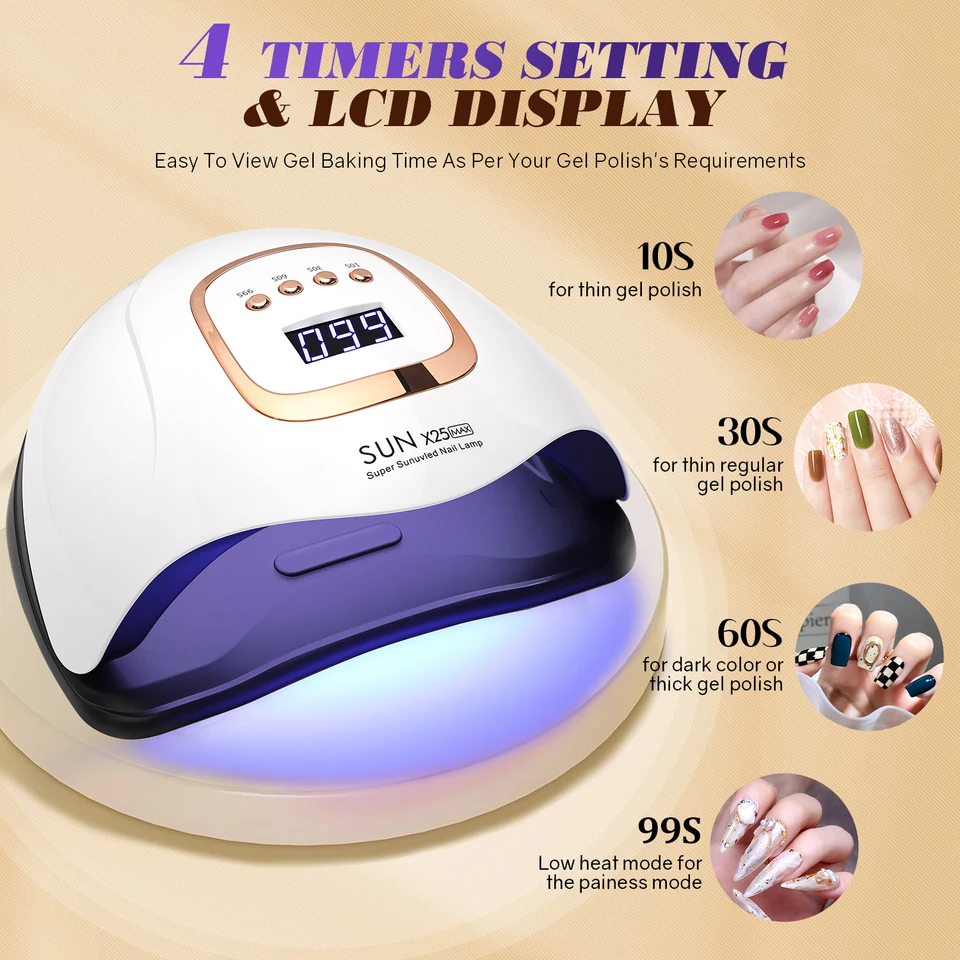 Lámpara DianaBeauty de 380W UV LED para secar esmalte en gel, con 4 temporizadores y sensor automático, luz profesional para uñas 3