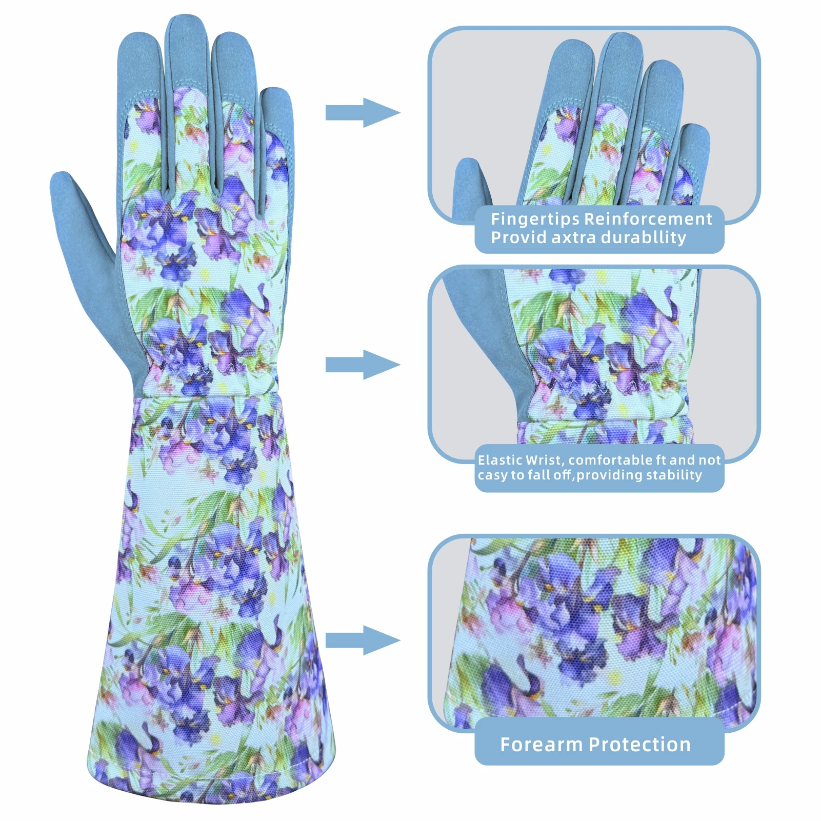 Long sleeve thorn resistant gardening gloves, finger and sleeve reinforced breathable garden gloves, suitable for rose pruning,