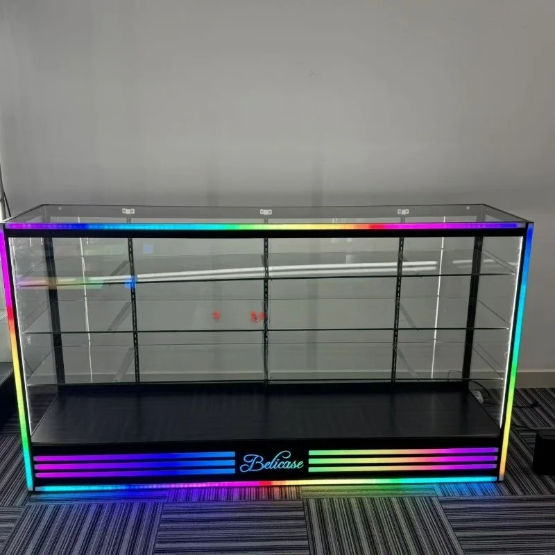 Cigarette Store Display Cabinet with Logo Cigarette Store Counter Aluminum Frame Cabinet Glass Display Cabinet Cigarette Store
