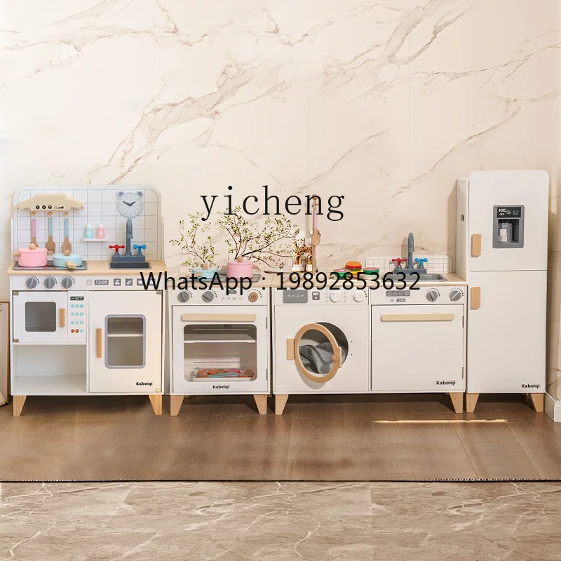 ZZ الأطفال دمية طفل خشبية محاكاة الثلاجة المطبخ غسالة فرن خزانة البدلة #3