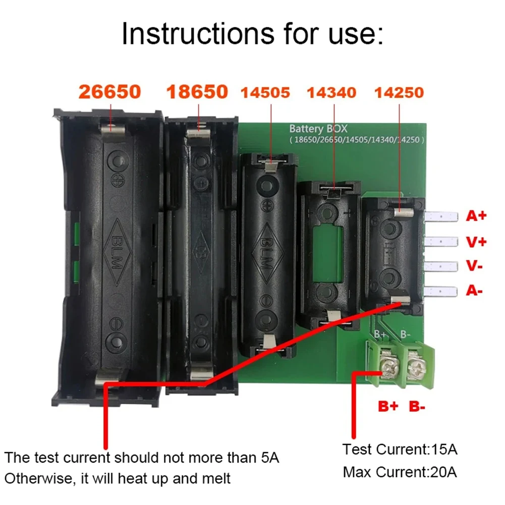 BVBV バッテリーテスターケース 4 & 2 線式端子 18650 26650 14505 14340 1425 バッテリーケースホルダーテスト収納ボックス DL24P 用