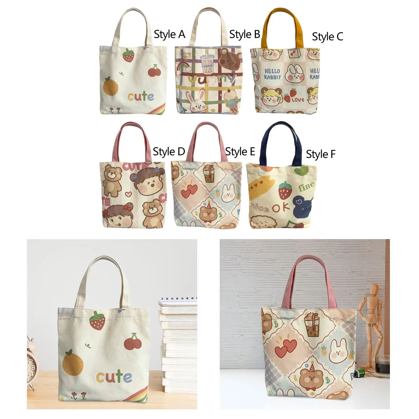 Canvas Bag Handbag Fashionable for Women Top Handle Multipurpose Grocery Bag image 3