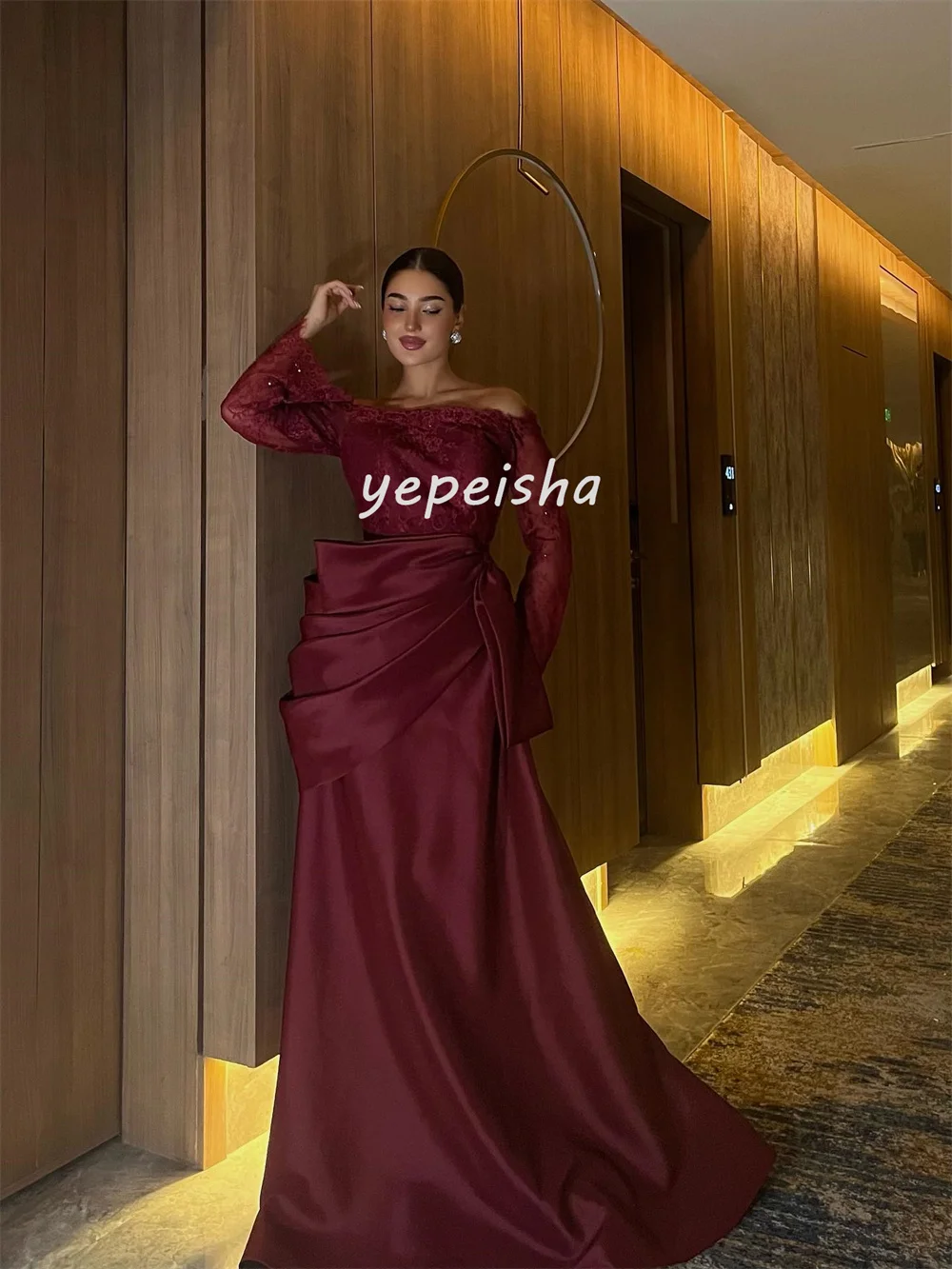 تخصيص مثير رائعة ثنيات مقوس دانتيل ألف خط خارج على الكتف فساتين طويلة فساتين مناسبة مخصصة الأحجام المتاحة الموضة #5