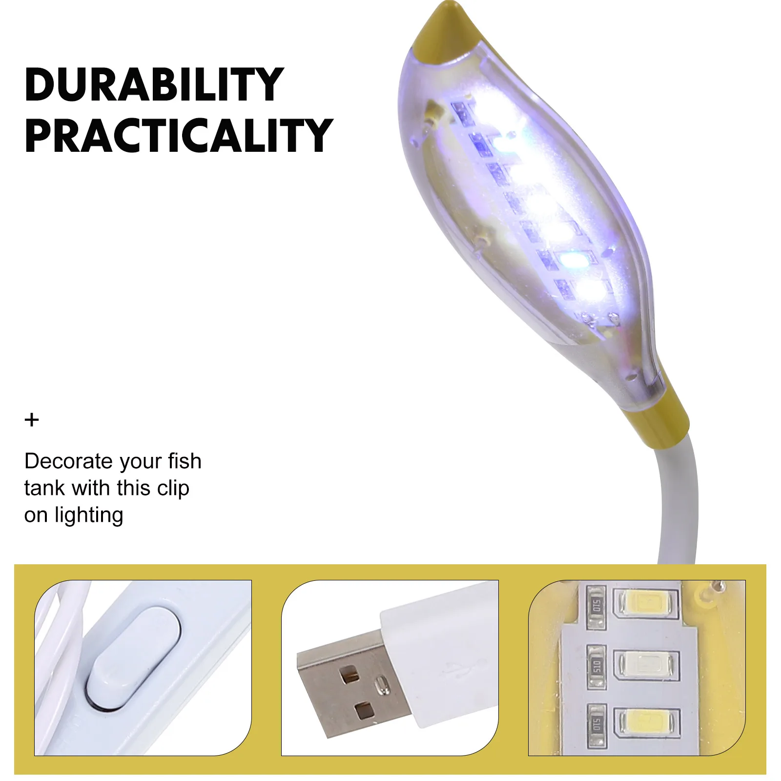 

Fish Tank Clip Light Aquarium Clamp Aquatic Plant Lighting on Plants Elegant Plastic