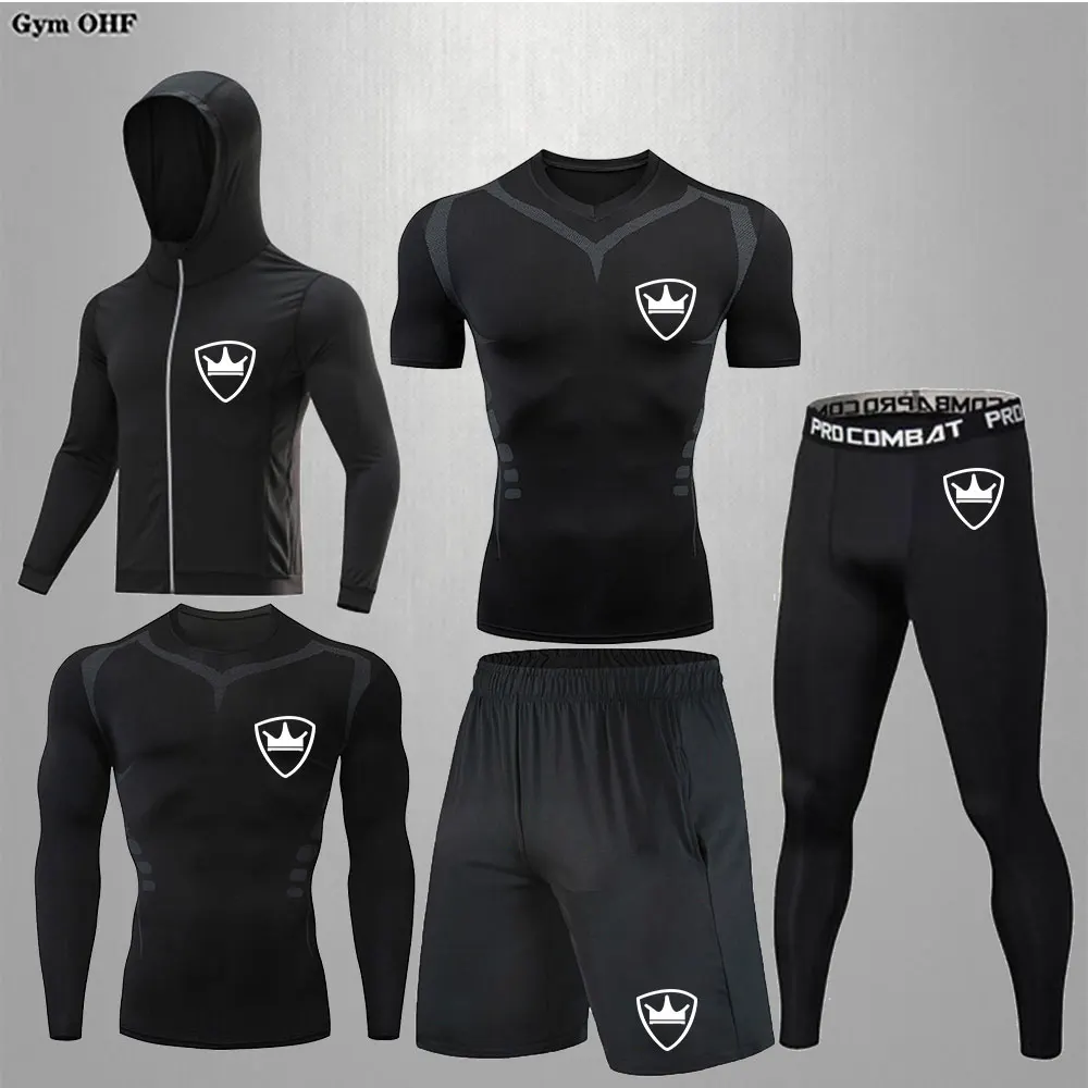 Men's Sets Compression Clothes Quick Drying Men's Basketball Sportswear Gym Training Tights Rashguard jiu jitsu Boxing Sets