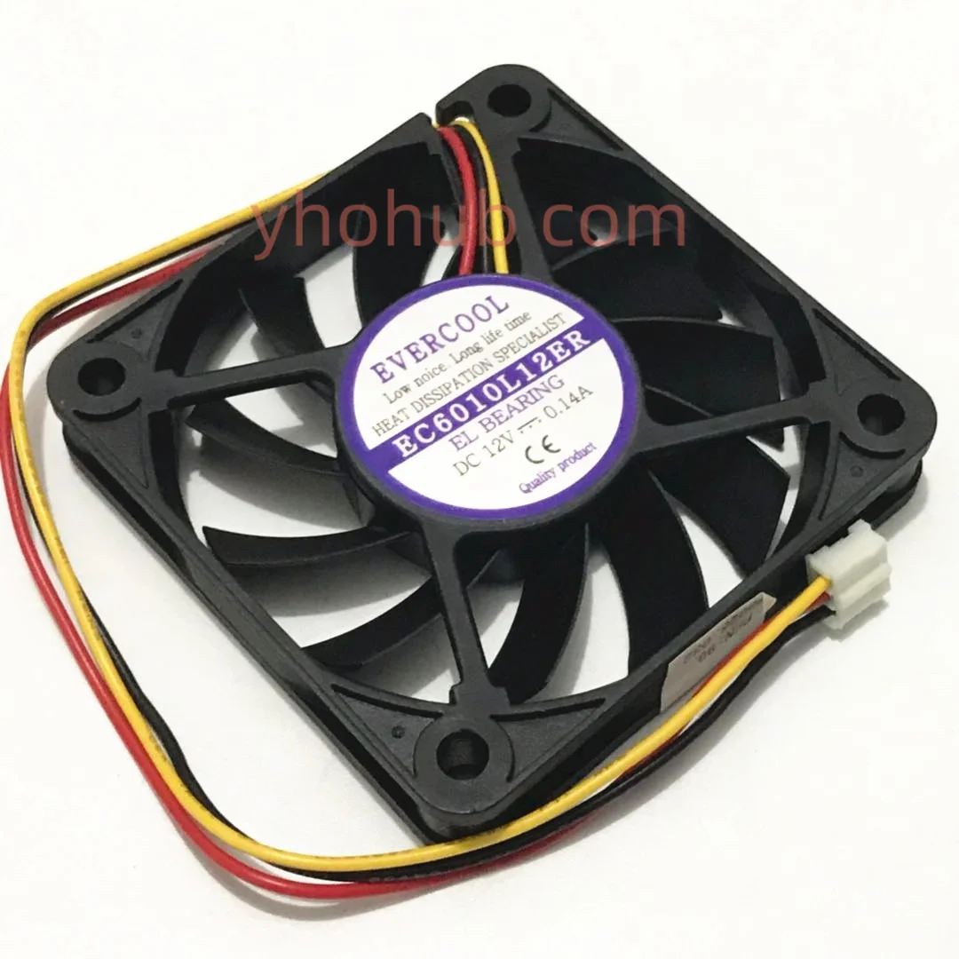 

EverCool EC6010L12ER DC12V 0.14A 60x60x10mm 3-Wire Server Cooling Fan