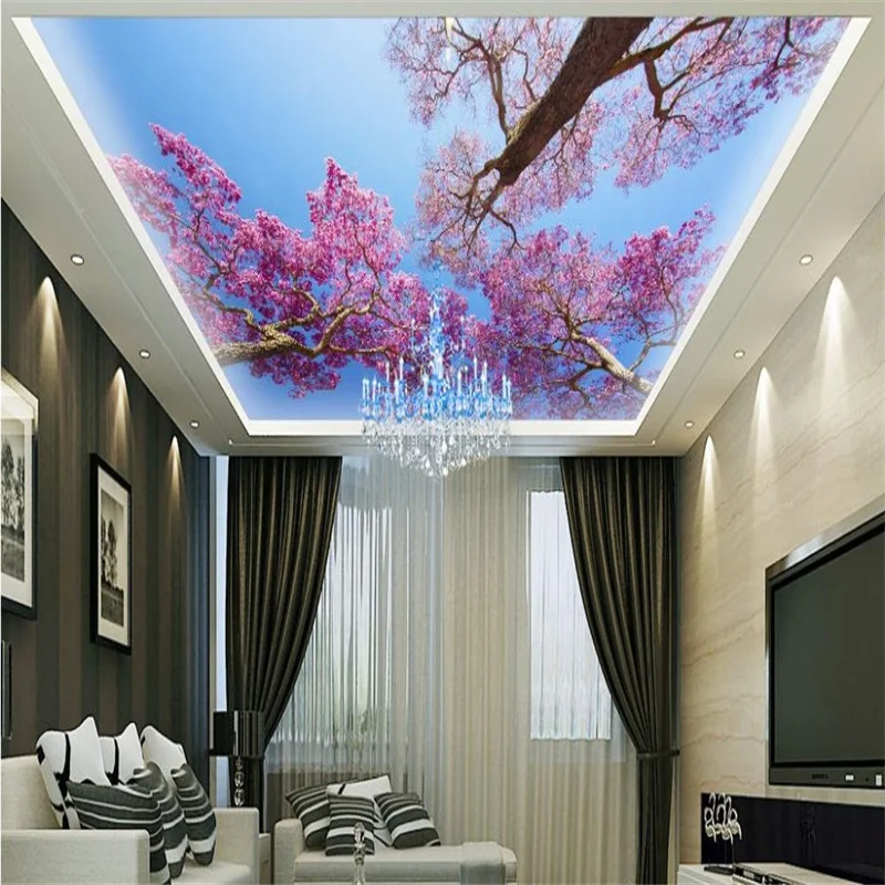 

customize 3d ceiling murals Blue sky tree flowers sky ceiling wallpaper 3d photo wallpaper ceiling for living room wall paper