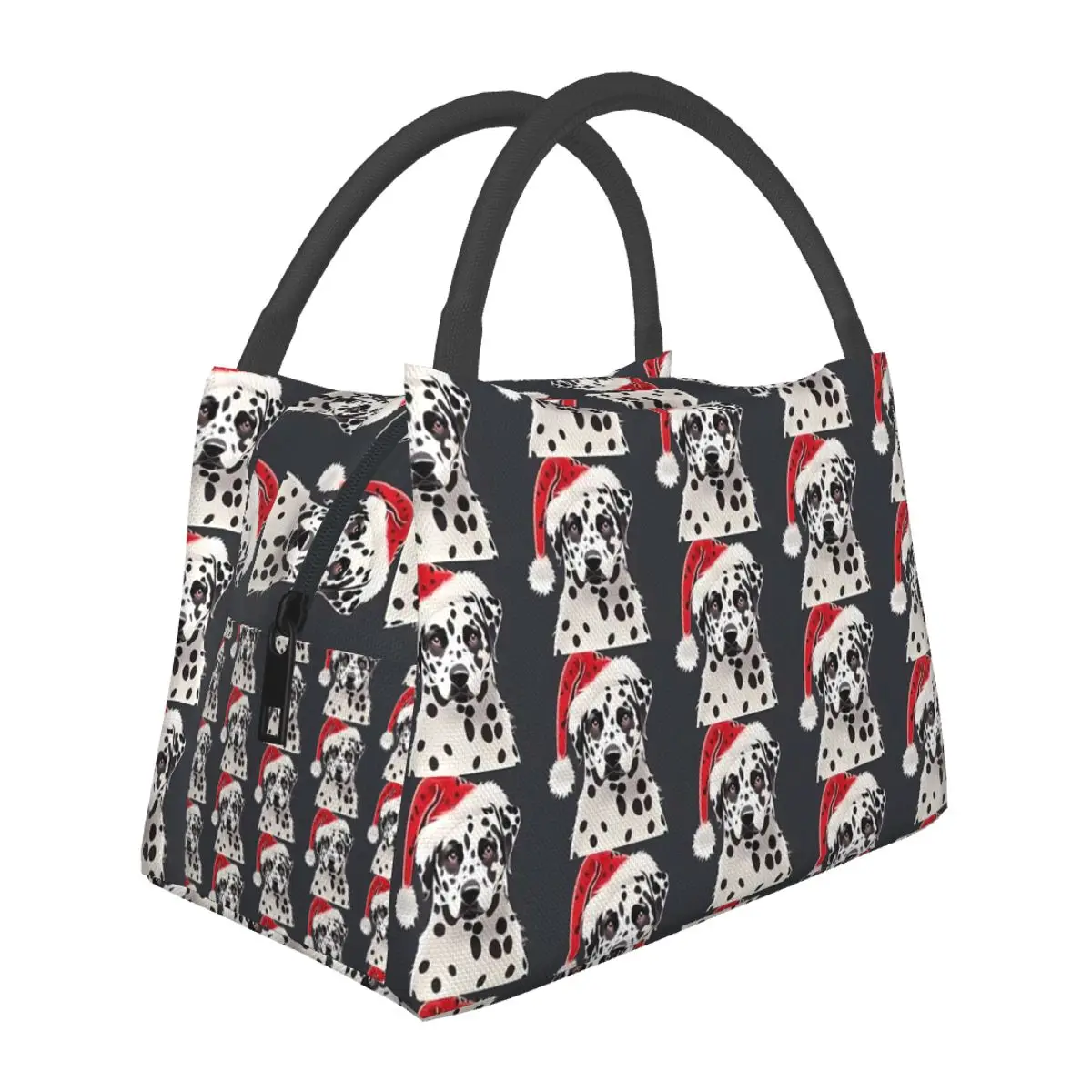 Christmas Dalmatian Lunch Bag For Women Animal Lovers Lunch Box Casual Travel Cooler Bag Insulated Oxford Thermal Lunch Bags