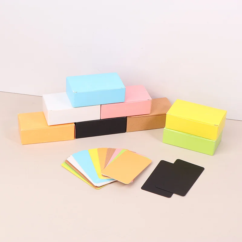100Pcs Kraft Paper Card Double Sided Word Label Blank Business Cards Message Note Thank You Card Writing Learning Card