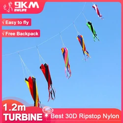 9KM 1.2m Spinner Windsock Turbine Line Laundry Pendant Soft Inflatable Show Kite 30D Ripstop Nylon with Bag