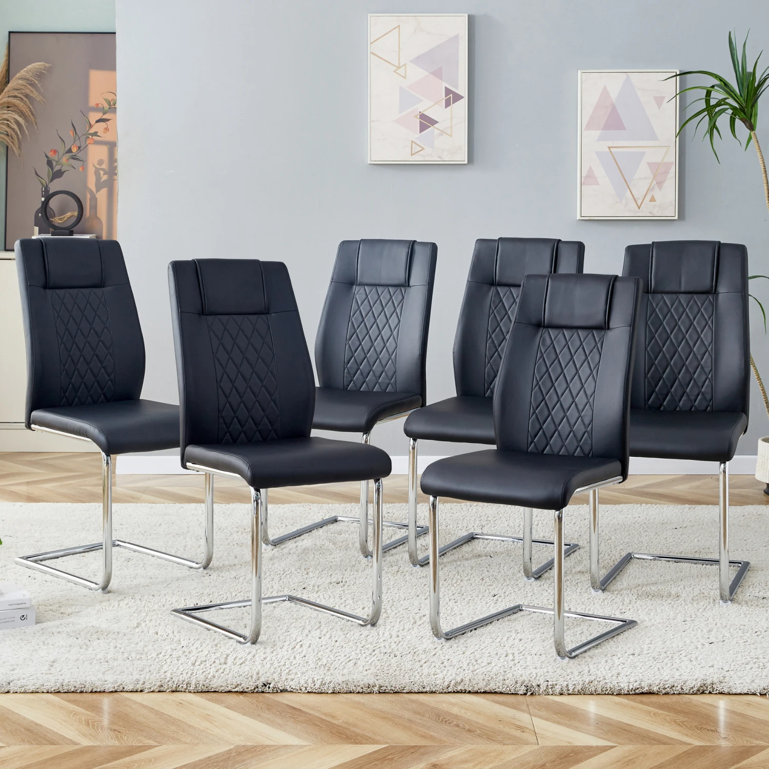 

Modern Dining Chairs with Faux Leather Padded Seat Dining Living Room Chairs Upholstered Chair with Metal Legs Design for Kitche